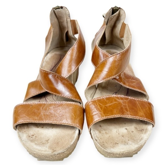 JOSEF Seibel Meike 05 Leather Kork Wedge Sandals 41 Camel Brown - Picture 5 of 11